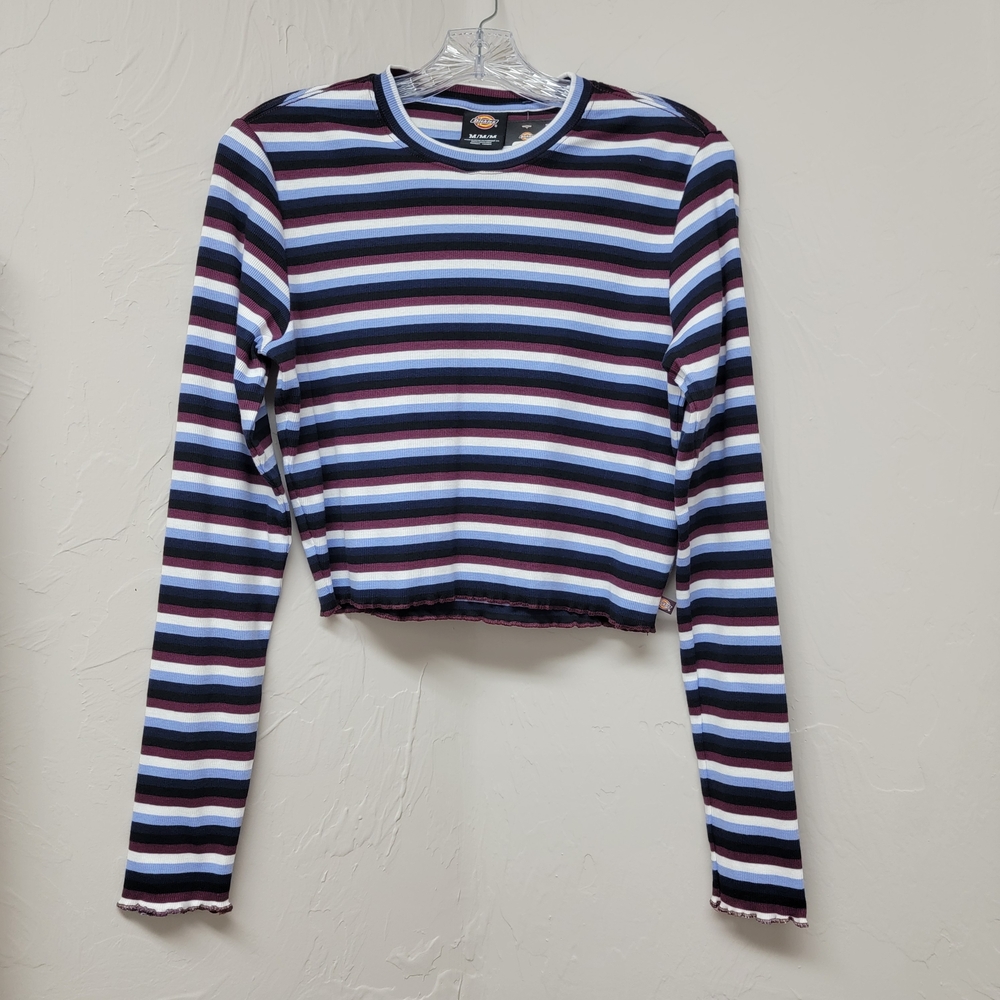 Dickies 90's Style Women’s Multicolor Striped Long Sleeve Crop Top Y2K Sz- M